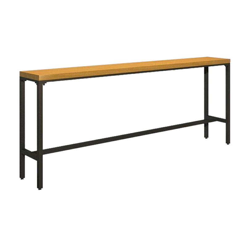 Rectangular Pine Wood Top Bistro Table Industrial Bar Table with Metal Trestle Base Without Chairs Clearhalo 'Bar Furniture' 'Bar Tables' 'bar_tables' 'furn' 'furn_bar_tables' 'Furniture' 'Kitchen & Dining Furniture' 5699876