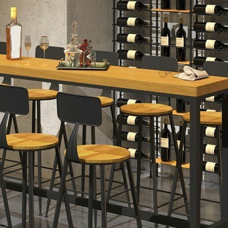 Rectangular Pine Wood Top Bistro Table Industrial Bar Table with Metal Trestle Base Clearhalo 'Bar Furniture' 'Bar Tables' 'bar_tables' 'furn' 'furn_bar_tables' 'Furniture' 'Kitchen & Dining Furniture' 5699877