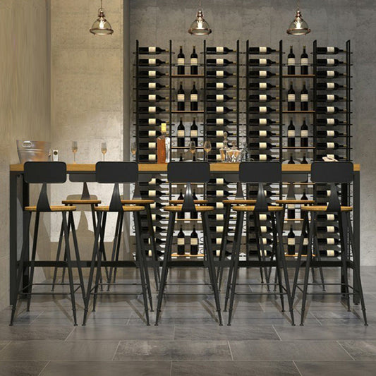 Rectangular Pine Wood Top Bistro Table Industrial Bar Table with Metal Trestle Base Clearhalo 'Bar Furniture' 'Bar Tables' 'bar_tables' 'furn' 'furn_bar_tables' 'Furniture' 'Kitchen & Dining Furniture' 5699879