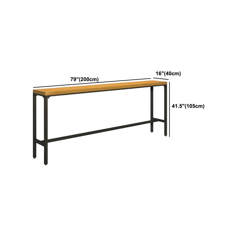Rectangular Pine Wood Top Bistro Table Industrial Bar Table with Metal Trestle Base Clearhalo 'Bar Furniture' 'Bar Tables' 'bar_tables' 'furn' 'furn_bar_tables' 'Furniture' 'Kitchen & Dining Furniture' 5699884