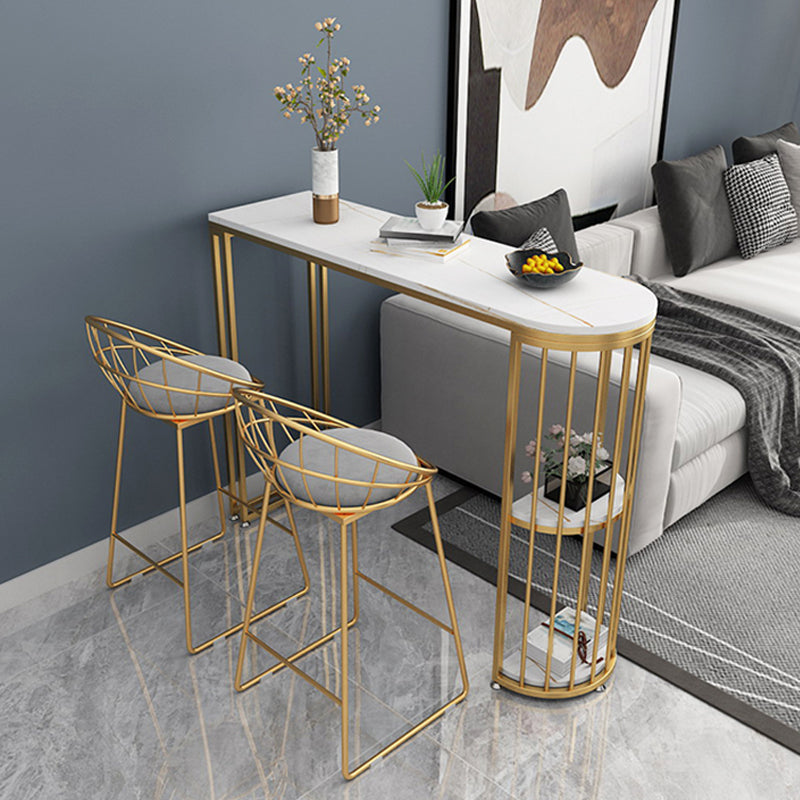 Tavolo da bar in stile glam in pietra doppia tavolo da pranzo a barre per piede.