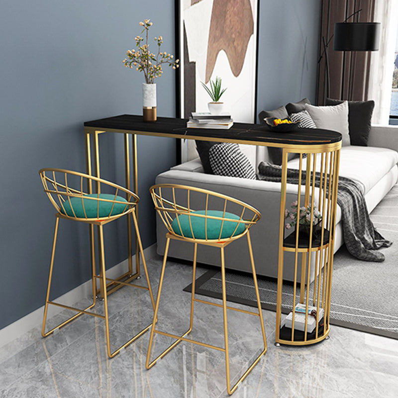 Tavolo da bar in stile glam in pietra doppia tavolo da pranzo a barre per piede.