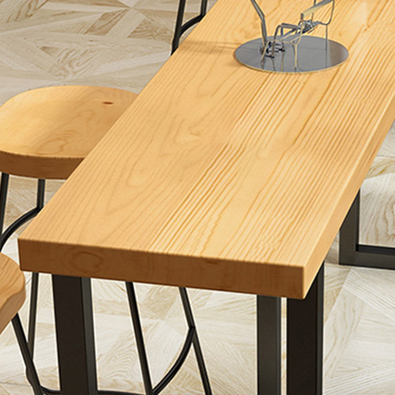 Tavolo da bar per top in legno di pino rettangolare tavolo da bar moderno con doppio piedistallo nero