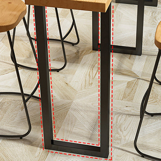 Tavolo da bar per top in legno di pino rettangolare tavolo da bar moderno con doppio piedistallo nero