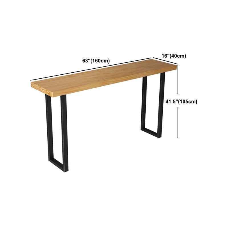 Tavolo da bar per top in legno di pino rettangolare tavolo da bar moderno con doppio piedistallo nero