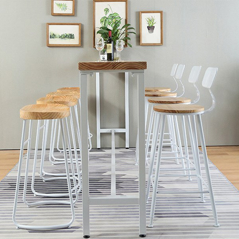 Rectangular Pine Wood Top Bar Table Luxurious Bar Table with Trestle Base in White Clearhalo 'Bar Furniture' 'Bar Tables' 'bar_tables' 'furn' 'furn_bar_tables' 'Furniture' 'Kitchen & Dining Furniture' 5700067