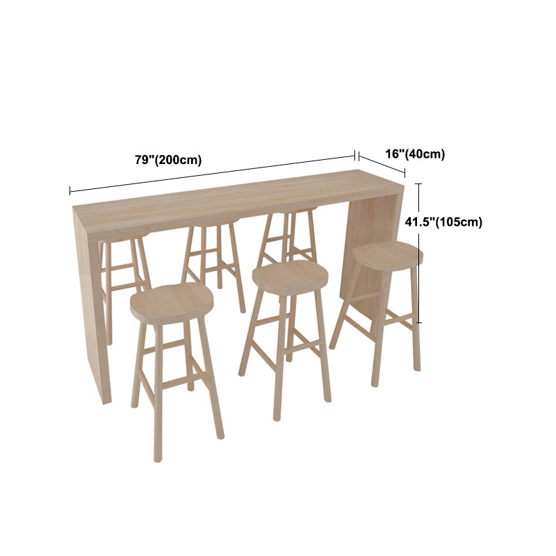 Solid Wood Bar Table with Double Pedestal Modern Rectangle Bistro Table Clearhalo 'Bar Furniture' 'Bar Tables' 'bar_tables' 'furn' 'furn_bar_tables' 'Furniture' 'Kitchen & Dining Furniture' 5700159