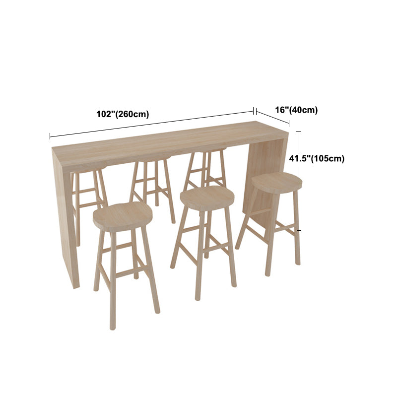 Solid Wood Bar Table with Double Pedestal Modern Rectangle Bistro Table Clearhalo 'Bar Furniture' 'Bar Tables' 'bar_tables' 'furn' 'furn_bar_tables' 'Furniture' 'Kitchen & Dining Furniture' 5700162