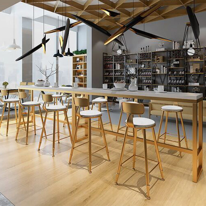 Glam Pub Table with Metal Base White Wood Top Bar Table for Living Room Clearhalo 'Bar Furniture' 'Bar Tables' 'bar_tables' 'furn' 'furn_bar_tables' 'Furniture' 'Kitchen & Dining Furniture' 5700194