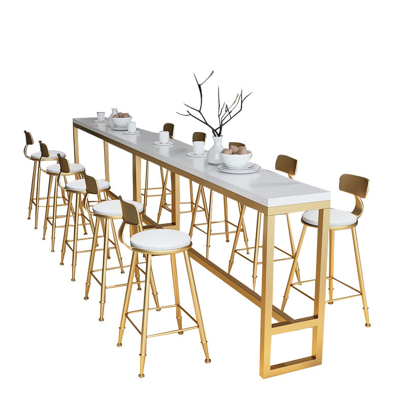 Glam Pub Table with Metal Base White Wood Top Bar Table for Living Room Clearhalo 'Bar Furniture' 'Bar Tables' 'bar_tables' 'furn' 'furn_bar_tables' 'Furniture' 'Kitchen & Dining Furniture' 5700197