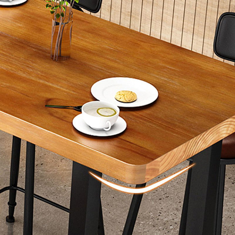 Tavolo da bar per top in legno di pino marrone tavolo da pub in metallo contemporaneo