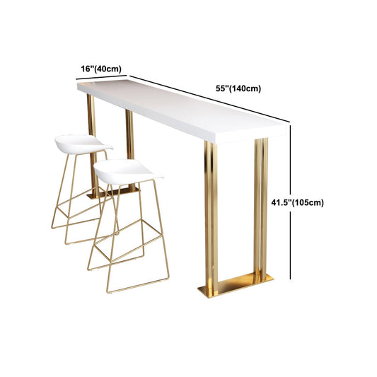 Tavolo in legno bianco rettangolo contemporaneo con tavolo da cocktail di base in metallo con base