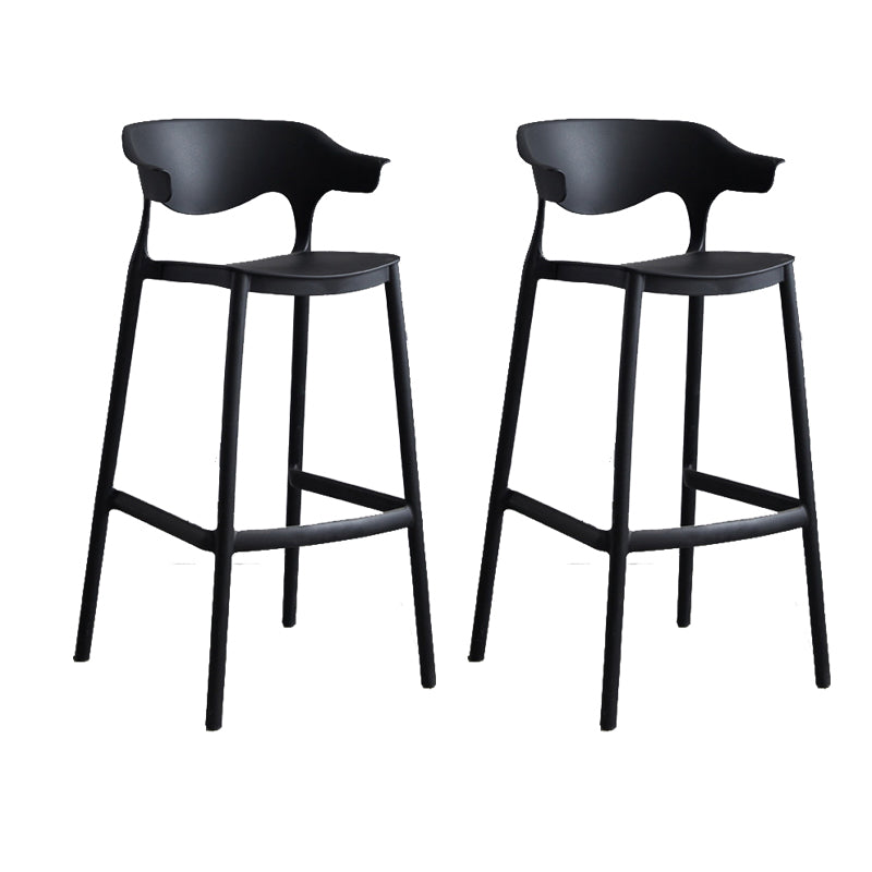 Contemporary Plastic Low Back Counter Stool Plastic Furniture in Matte Finish for Indoor Black 2 Piece Set Clearhalo 'Bar Furniture' 'Bar Stools' 'bar_stools' 'furn' 'furn_bar_stools' 'Furniture' 'Kitchen & Dining Furniture' 5700356