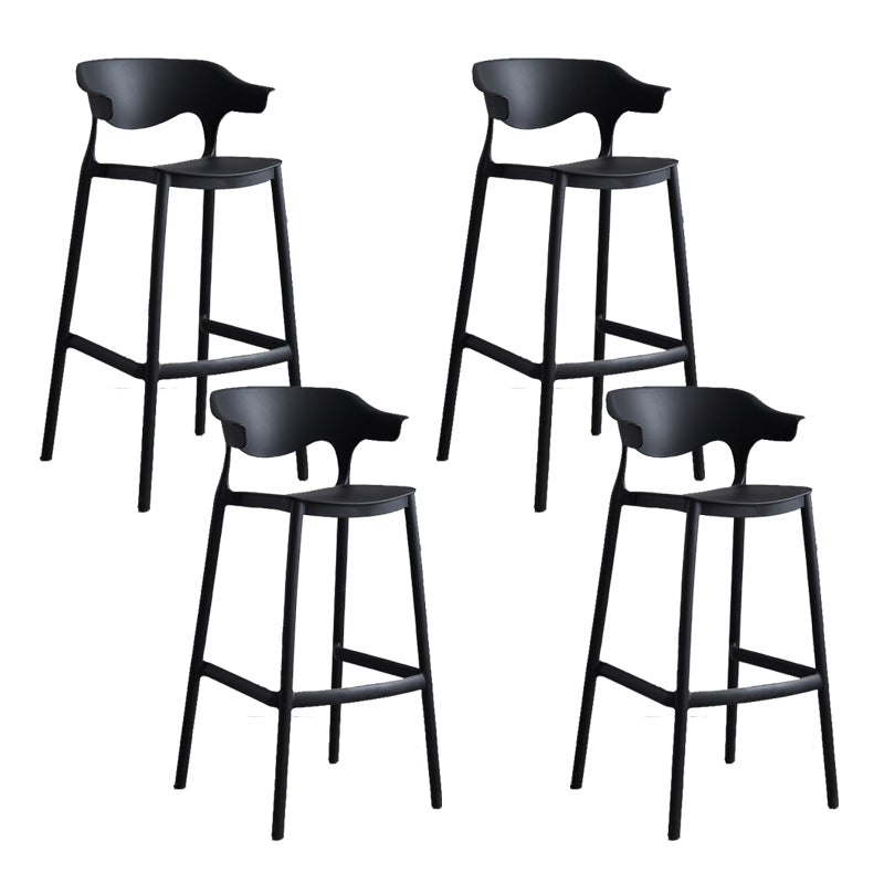 Contemporary Plastic Low Back Counter Stool Plastic Furniture in Matte Finish for Indoor Black 4 Piece Set Clearhalo 'Bar Furniture' 'Bar Stools' 'bar_stools' 'furn' 'furn_bar_stools' 'Furniture' 'Kitchen & Dining Furniture' 5700357