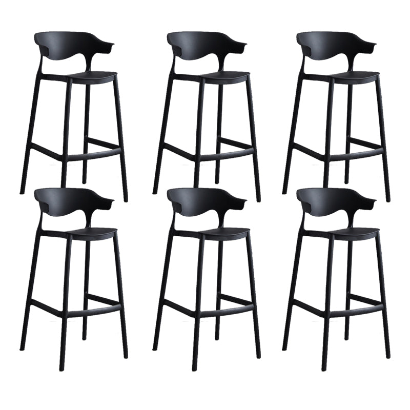 Contemporary Plastic Low Back Counter Stool Plastic Furniture in Matte Finish for Indoor Black 6 Piece Set Clearhalo 'Bar Furniture' 'Bar Stools' 'bar_stools' 'furn' 'furn_bar_stools' 'Furniture' 'Kitchen & Dining Furniture' 5700360