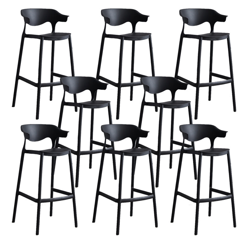 Contemporary Plastic Low Back Counter Stool Plastic Furniture in Matte Finish for Indoor Black 8 Piece Set Clearhalo 'Bar Furniture' 'Bar Stools' 'bar_stools' 'furn' 'furn_bar_stools' 'Furniture' 'Kitchen & Dining Furniture' 5700361
