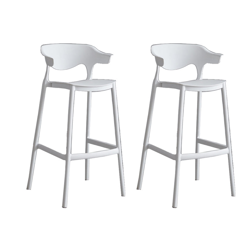 Contemporary Plastic Low Back Counter Stool Plastic Furniture in Matte Finish for Indoor White 2 Piece Set Clearhalo 'Bar Furniture' 'Bar Stools' 'bar_stools' 'furn' 'furn_bar_stools' 'Furniture' 'Kitchen & Dining Furniture' 5700365