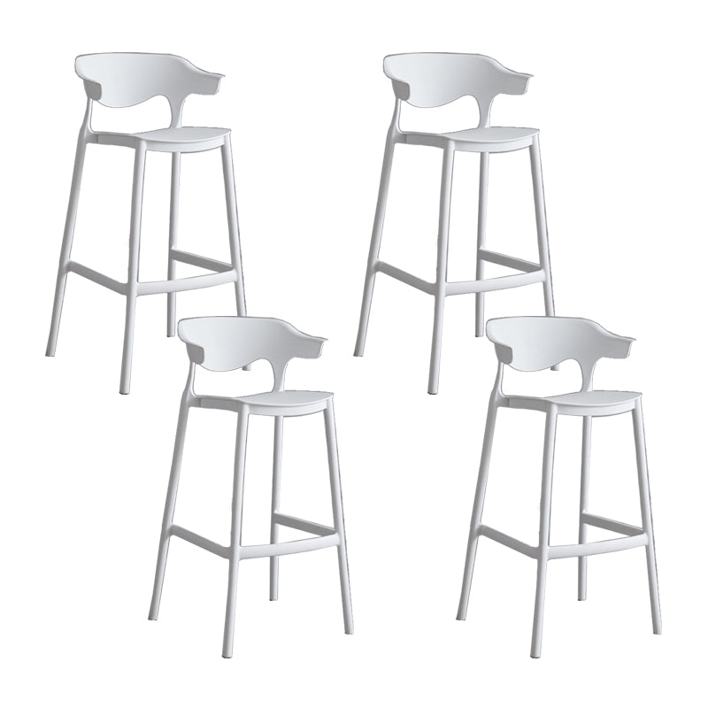Contemporary Plastic Low Back Counter Stool Plastic Furniture in Matte Finish for Indoor White 4 Piece Set Clearhalo 'Bar Furniture' 'Bar Stools' 'bar_stools' 'furn' 'furn_bar_stools' 'Furniture' 'Kitchen & Dining Furniture' 5700367