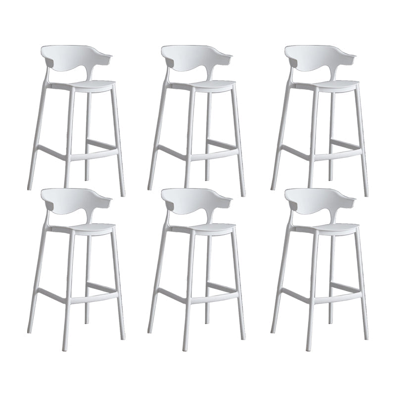 Contemporary Plastic Low Back Counter Stool Plastic Furniture in Matte Finish for Indoor White 6 Piece Set Clearhalo 'Bar Furniture' 'Bar Stools' 'bar_stools' 'furn' 'furn_bar_stools' 'Furniture' 'Kitchen & Dining Furniture' 5700369