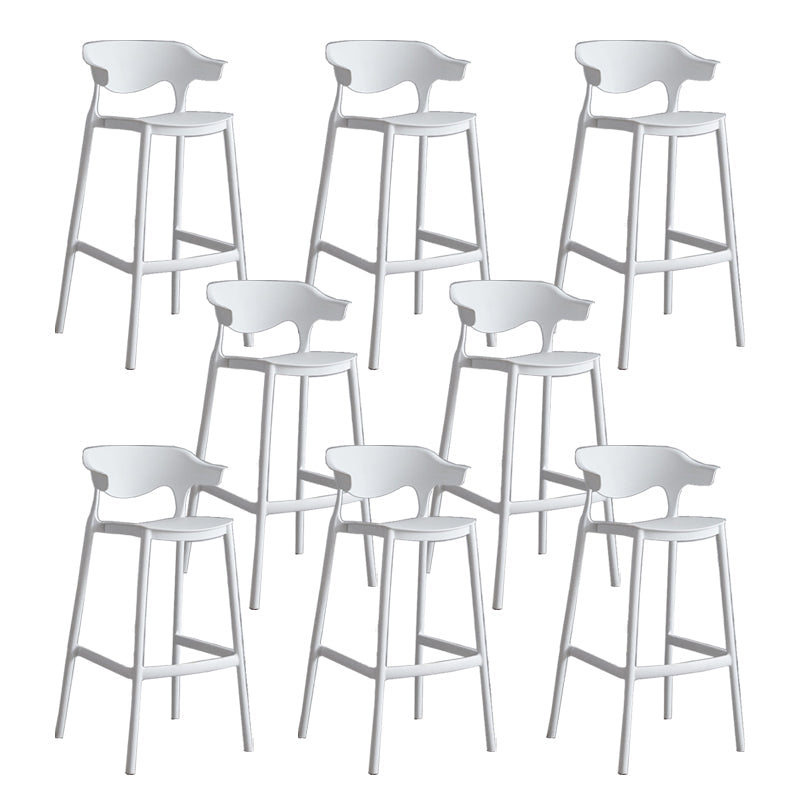 Contemporary Plastic Low Back Counter Stool Plastic Furniture in Matte Finish for Indoor White 8 Piece Set Clearhalo 'Bar Furniture' 'Bar Stools' 'bar_stools' 'furn' 'furn_bar_stools' 'Furniture' 'Kitchen & Dining Furniture' 5700372