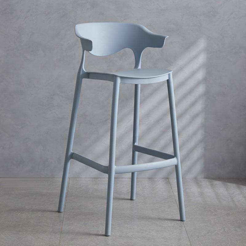 Contemporary Plastic Low Back Counter Stool Plastic Furniture in Matte Finish for Indoor Light Blue 1 Piece Clearhalo 'Bar Furniture' 'Bar Stools' 'bar_stools' 'furn' 'furn_bar_stools' 'Furniture' 'Kitchen & Dining Furniture' 5700374
