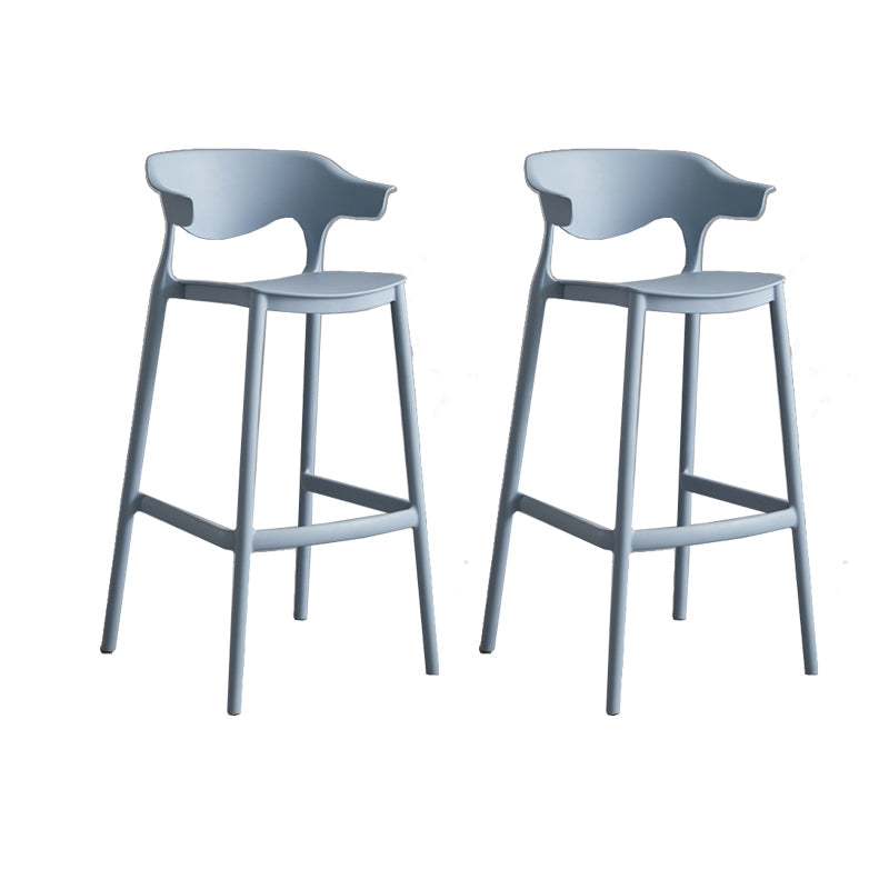 Contemporary Plastic Low Back Counter Stool Plastic Furniture in Matte Finish for Indoor Light Blue 2 Piece Set Clearhalo 'Bar Furniture' 'Bar Stools' 'bar_stools' 'furn' 'furn_bar_stools' 'Furniture' 'Kitchen & Dining Furniture' 5700376
