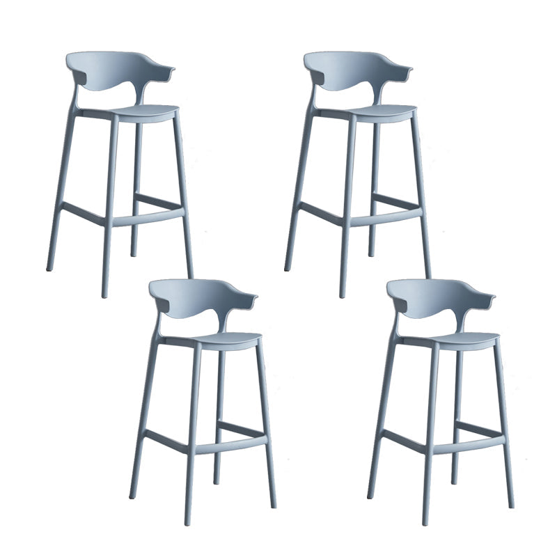 Contemporary Plastic Low Back Counter Stool Plastic Furniture in Matte Finish for Indoor Light Blue 4 Piece Set Clearhalo 'Bar Furniture' 'Bar Stools' 'bar_stools' 'furn' 'furn_bar_stools' 'Furniture' 'Kitchen & Dining Furniture' 5700378