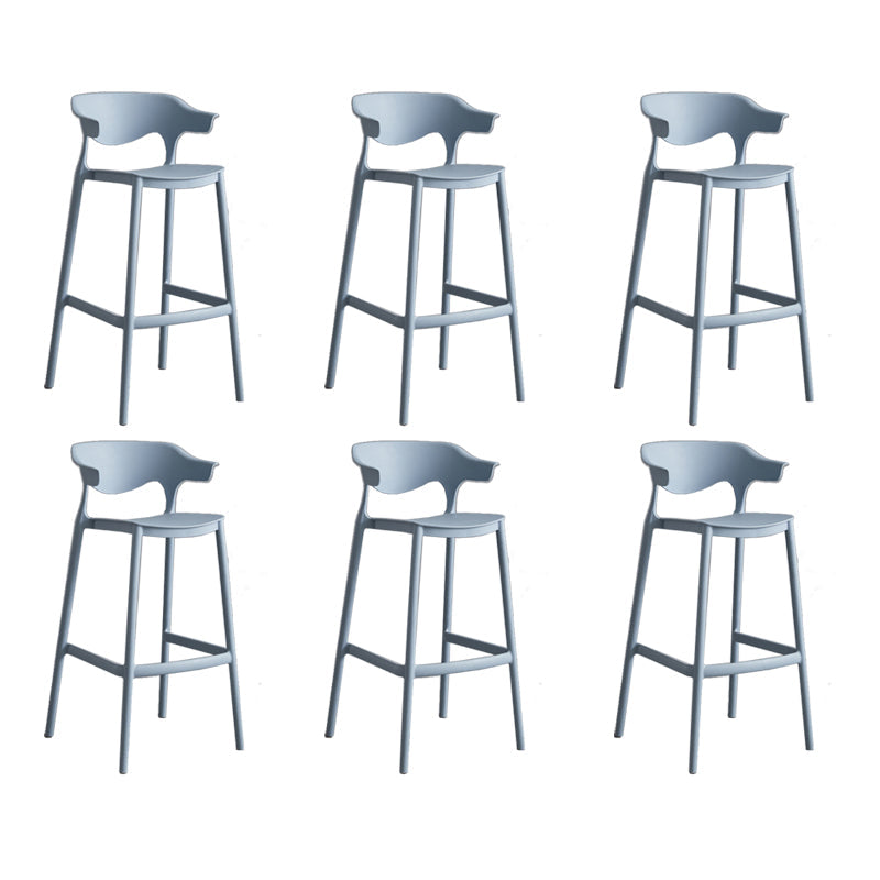 Contemporary Plastic Low Back Counter Stool Plastic Furniture in Matte Finish for Indoor Light Blue 6 Piece Set Clearhalo 'Bar Furniture' 'Bar Stools' 'bar_stools' 'furn' 'furn_bar_stools' 'Furniture' 'Kitchen & Dining Furniture' 5700380