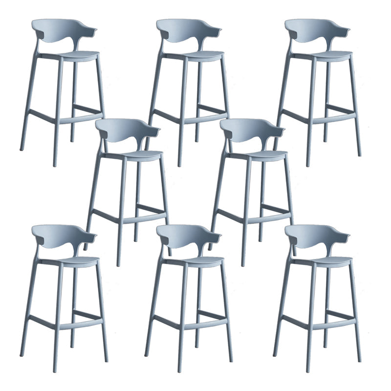 Contemporary Plastic Low Back Counter Stool Plastic Furniture in Matte Finish for Indoor Light Blue 8 Piece Set Clearhalo 'Bar Furniture' 'Bar Stools' 'bar_stools' 'furn' 'furn_bar_stools' 'Furniture' 'Kitchen & Dining Furniture' 5700381