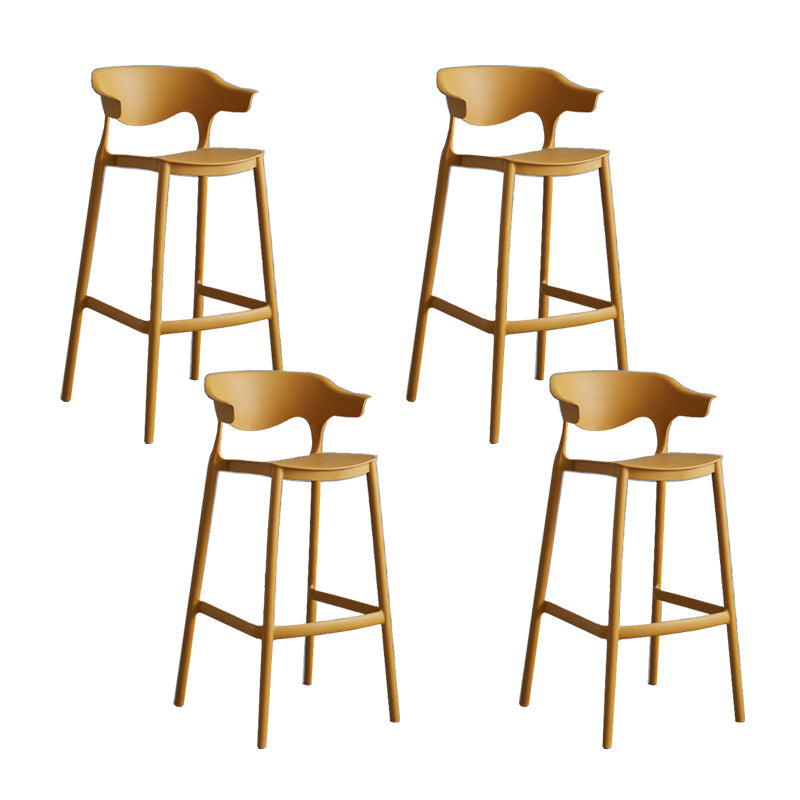 Contemporary Plastic Low Back Counter Stool Plastic Furniture in Matte Finish for Indoor Ginger 4 Piece Set Clearhalo 'Bar Furniture' 'Bar Stools' 'bar_stools' 'furn' 'furn_bar_stools' 'Furniture' 'Kitchen & Dining Furniture' 5700385