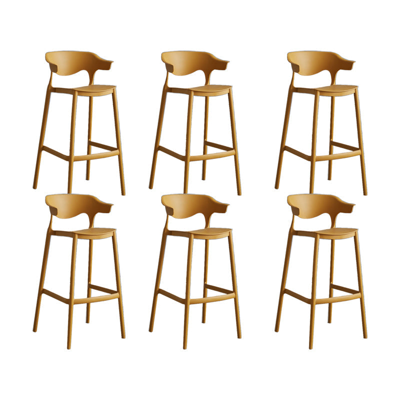 Contemporary Plastic Low Back Counter Stool Plastic Furniture in Matte Finish for Indoor Ginger 6 Piece Set Clearhalo 'Bar Furniture' 'Bar Stools' 'bar_stools' 'furn' 'furn_bar_stools' 'Furniture' 'Kitchen & Dining Furniture' 5700386