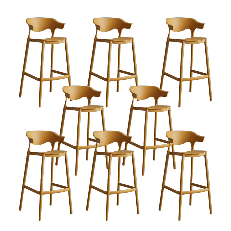 Contemporary Plastic Low Back Counter Stool Plastic Furniture in Matte Finish for Indoor Ginger 8 Piece Set Clearhalo 'Bar Furniture' 'Bar Stools' 'bar_stools' 'furn' 'furn_bar_stools' 'Furniture' 'Kitchen & Dining Furniture' 5700387