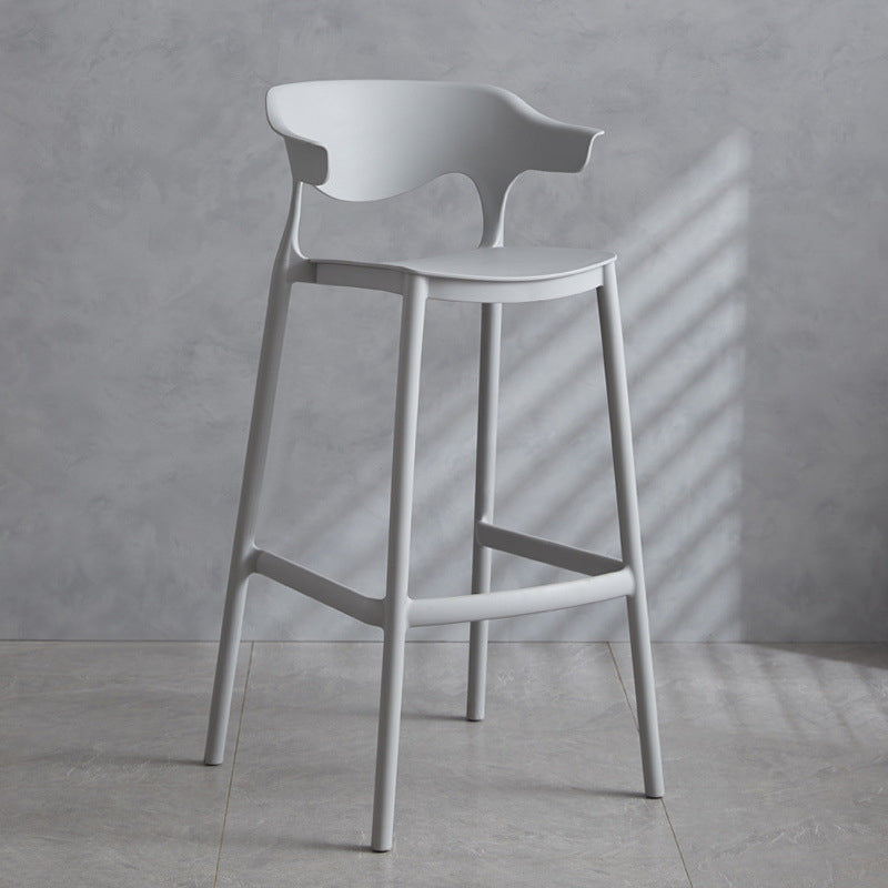 Contemporary Plastic Low Back Counter Stool Plastic Furniture in Matte Finish for Indoor Light Gray 1 Piece Clearhalo 'Bar Furniture' 'Bar Stools' 'bar_stools' 'furn' 'furn_bar_stools' 'Furniture' 'Kitchen & Dining Furniture' 5700388