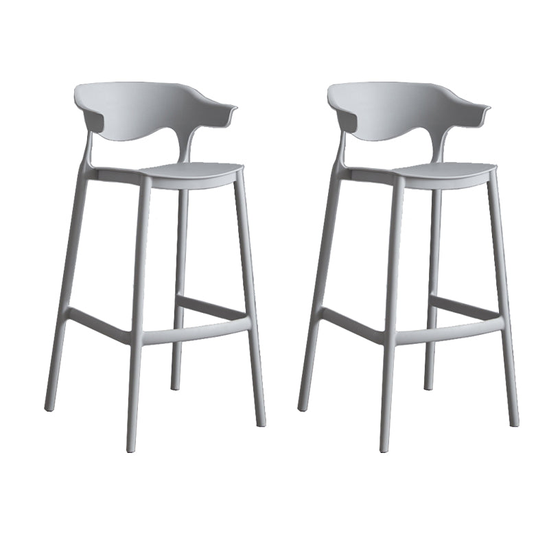Contemporary Plastic Low Back Counter Stool Plastic Furniture in Matte Finish for Indoor Light Gray 2 Piece Set Clearhalo 'Bar Furniture' 'Bar Stools' 'bar_stools' 'furn' 'furn_bar_stools' 'Furniture' 'Kitchen & Dining Furniture' 5700389