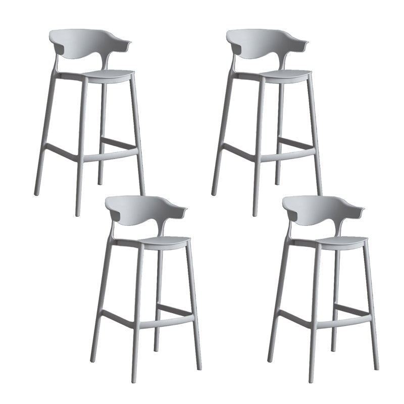 Contemporary Plastic Low Back Counter Stool Plastic Furniture in Matte Finish for Indoor Light Gray 4 Piece Set Clearhalo 'Bar Furniture' 'Bar Stools' 'bar_stools' 'furn' 'furn_bar_stools' 'Furniture' 'Kitchen & Dining Furniture' 5700390