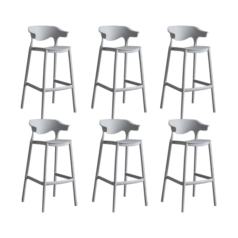 Contemporary Plastic Low Back Counter Stool Plastic Furniture in Matte Finish for Indoor Light Gray 6 Piece Set Clearhalo 'Bar Furniture' 'Bar Stools' 'bar_stools' 'furn' 'furn_bar_stools' 'Furniture' 'Kitchen & Dining Furniture' 5700391
