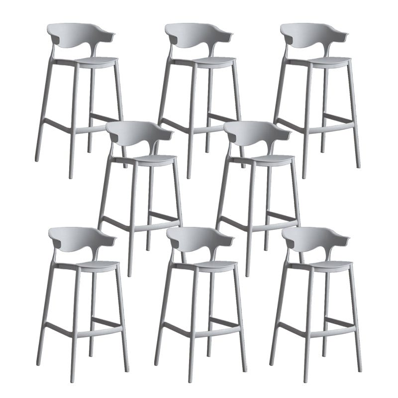 Contemporary Plastic Low Back Counter Stool Plastic Furniture in Matte Finish for Indoor Light Gray 8 Piece Set Clearhalo 'Bar Furniture' 'Bar Stools' 'bar_stools' 'furn' 'furn_bar_stools' 'Furniture' 'Kitchen & Dining Furniture' 5700392