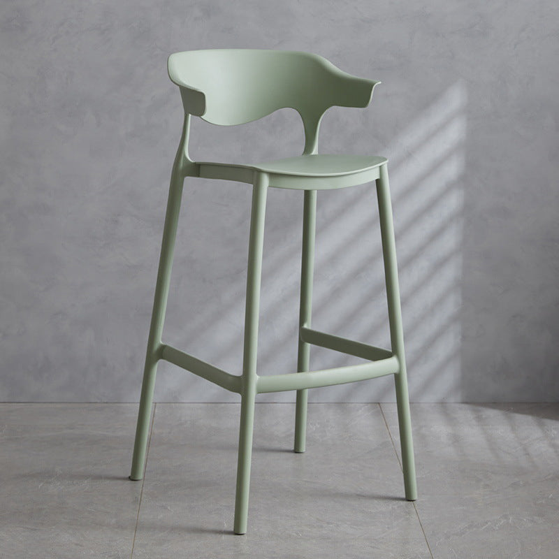 Contemporary Plastic Low Back Counter Stool Plastic Furniture in Matte Finish for Indoor Light Army Green 1 Piece Clearhalo 'Bar Furniture' 'Bar Stools' 'bar_stools' 'furn' 'furn_bar_stools' 'Furniture' 'Kitchen & Dining Furniture' 5700393