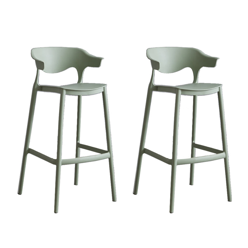 Contemporary Plastic Low Back Counter Stool Plastic Furniture in Matte Finish for Indoor Light Army Green 2 Piece Set Clearhalo 'Bar Furniture' 'Bar Stools' 'bar_stools' 'furn' 'furn_bar_stools' 'Furniture' 'Kitchen & Dining Furniture' 5700394