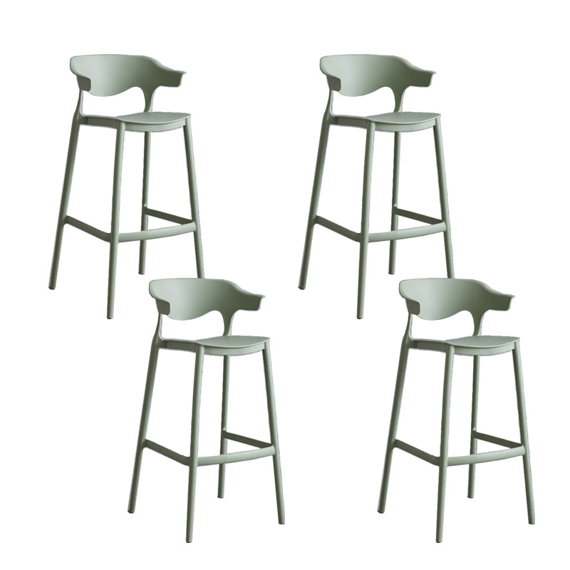 Contemporary Plastic Low Back Counter Stool Plastic Furniture in Matte Finish for Indoor Light Army Green 4 Piece Set Clearhalo 'Bar Furniture' 'Bar Stools' 'bar_stools' 'furn' 'furn_bar_stools' 'Furniture' 'Kitchen & Dining Furniture' 5700395