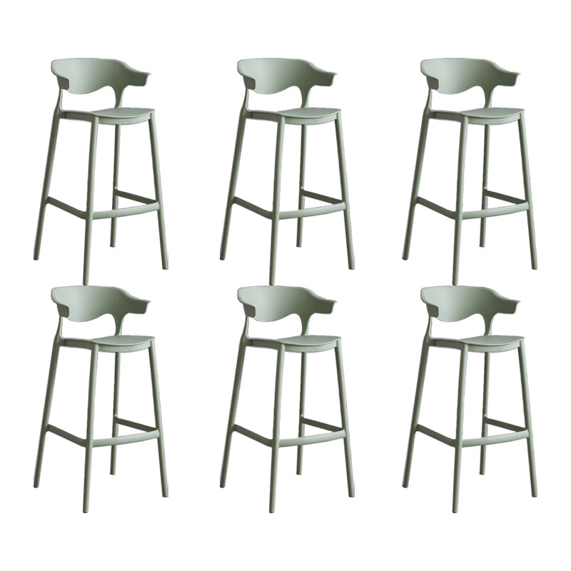 Contemporary Plastic Low Back Counter Stool Plastic Furniture in Matte Finish for Indoor Light Army Green 6 Piece Set Clearhalo 'Bar Furniture' 'Bar Stools' 'bar_stools' 'furn' 'furn_bar_stools' 'Furniture' 'Kitchen & Dining Furniture' 5700396