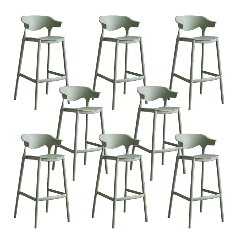 Contemporary Plastic Low Back Counter Stool Plastic Furniture in Matte Finish for Indoor Light Army Green 8 Piece Set Clearhalo 'Bar Furniture' 'Bar Stools' 'bar_stools' 'furn' 'furn_bar_stools' 'Furniture' 'Kitchen & Dining Furniture' 5700397