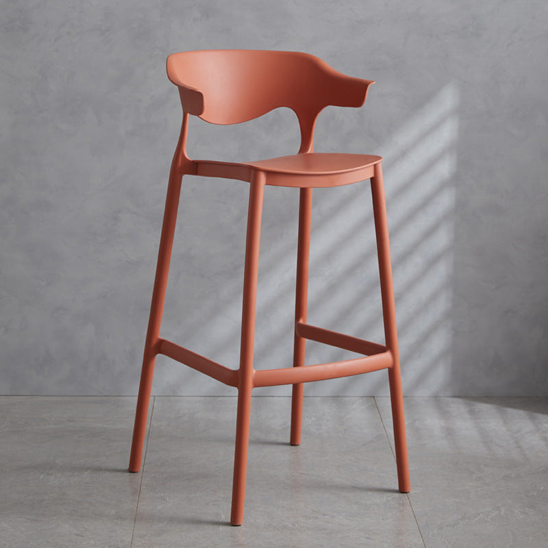 Contemporary Plastic Low Back Counter Stool Plastic Furniture in Matte Finish for Indoor Orange Red 1 Piece Clearhalo 'Bar Furniture' 'Bar Stools' 'bar_stools' 'furn' 'furn_bar_stools' 'Furniture' 'Kitchen & Dining Furniture' 5700398