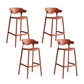 Contemporary Plastic Low Back Counter Stool Plastic Furniture in Matte Finish for Indoor Orange Red 4 Piece Set Clearhalo 'Bar Furniture' 'Bar Stools' 'bar_stools' 'furn' 'furn_bar_stools' 'Furniture' 'Kitchen & Dining Furniture' 5700400
