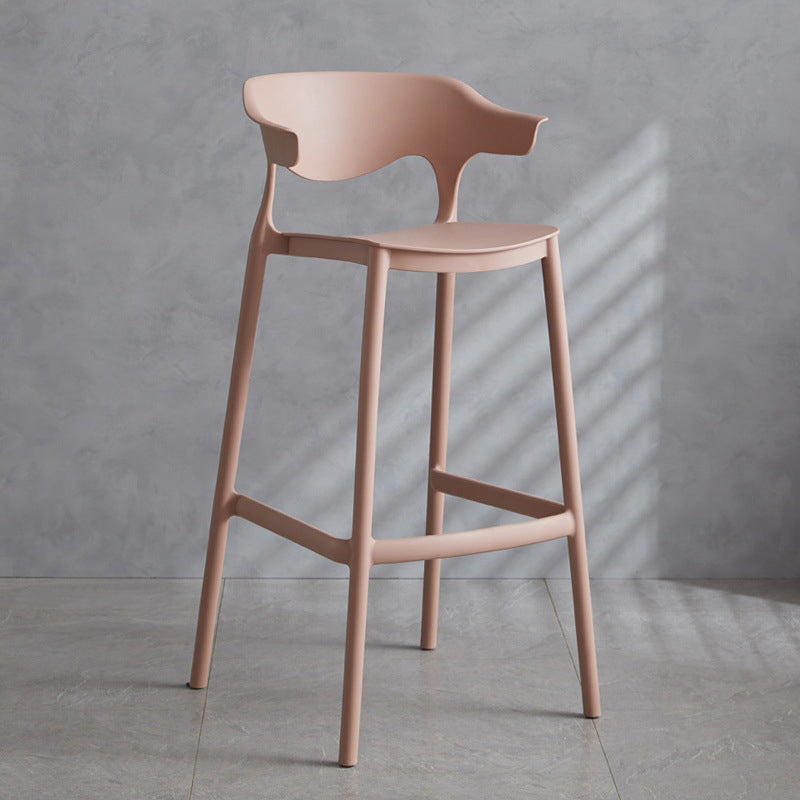 Contemporary Plastic Low Back Counter Stool Plastic Furniture in Matte Finish for Indoor Pink 1 Piece Clearhalo 'Bar Furniture' 'Bar Stools' 'bar_stools' 'furn' 'furn_bar_stools' 'Furniture' 'Kitchen & Dining Furniture' 5700403