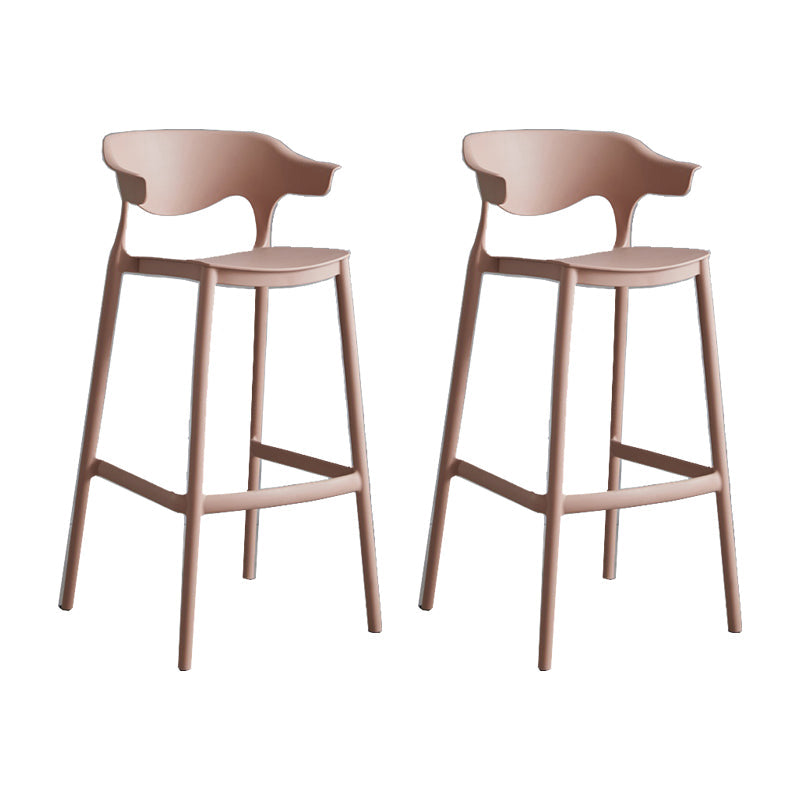 Contemporary Plastic Low Back Counter Stool Plastic Furniture in Matte Finish for Indoor Pink 2 Piece Set Clearhalo 'Bar Furniture' 'Bar Stools' 'bar_stools' 'furn' 'furn_bar_stools' 'Furniture' 'Kitchen & Dining Furniture' 5700404
