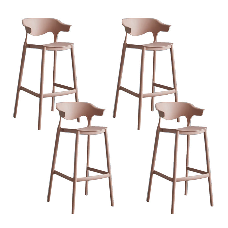 Contemporary Plastic Low Back Counter Stool Plastic Furniture in Matte Finish for Indoor Pink 4 Piece Set Clearhalo 'Bar Furniture' 'Bar Stools' 'bar_stools' 'furn' 'furn_bar_stools' 'Furniture' 'Kitchen & Dining Furniture' 5700405