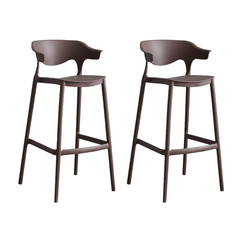 Contemporary Plastic Low Back Counter Stool Plastic Furniture in Matte Finish for Indoor Coffee 2 Piece Set Clearhalo 'Bar Furniture' 'Bar Stools' 'bar_stools' 'furn' 'furn_bar_stools' 'Furniture' 'Kitchen & Dining Furniture' 5700409