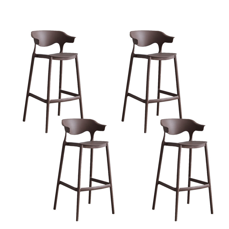 Contemporary Plastic Low Back Counter Stool Plastic Furniture in Matte Finish for Indoor Coffee 4 Piece Set Clearhalo 'Bar Furniture' 'Bar Stools' 'bar_stools' 'furn' 'furn_bar_stools' 'Furniture' 'Kitchen & Dining Furniture' 5700410