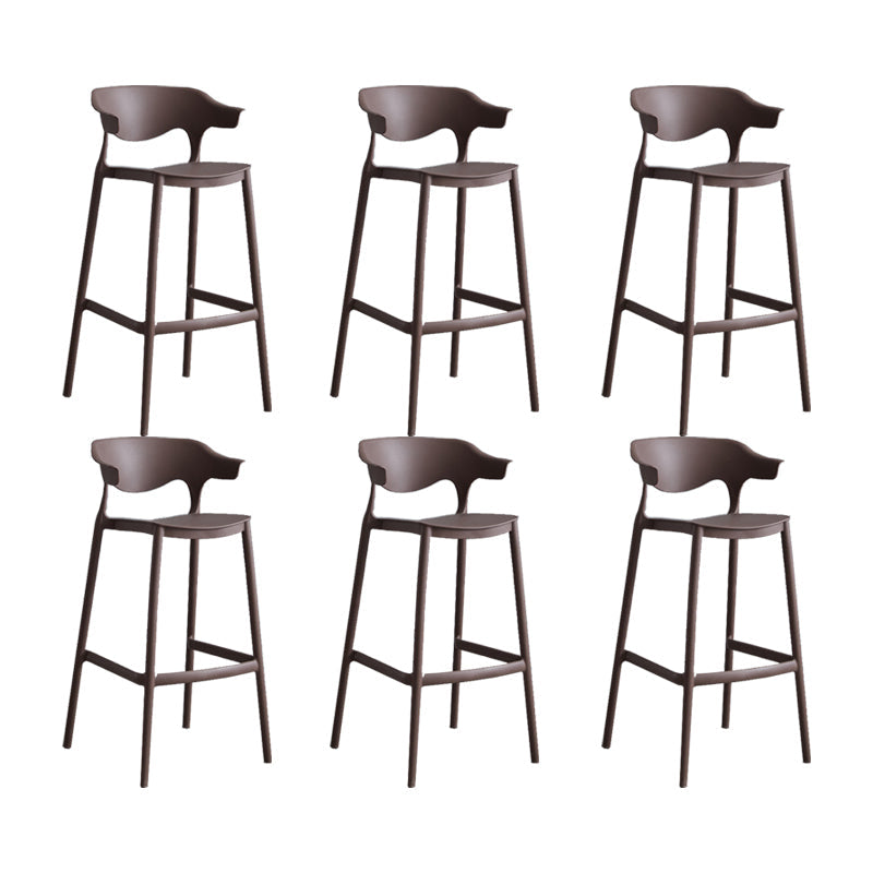 Contemporary Plastic Low Back Counter Stool Plastic Furniture in Matte Finish for Indoor Coffee 6 Piece Set Clearhalo 'Bar Furniture' 'Bar Stools' 'bar_stools' 'furn' 'furn_bar_stools' 'Furniture' 'Kitchen & Dining Furniture' 5700411